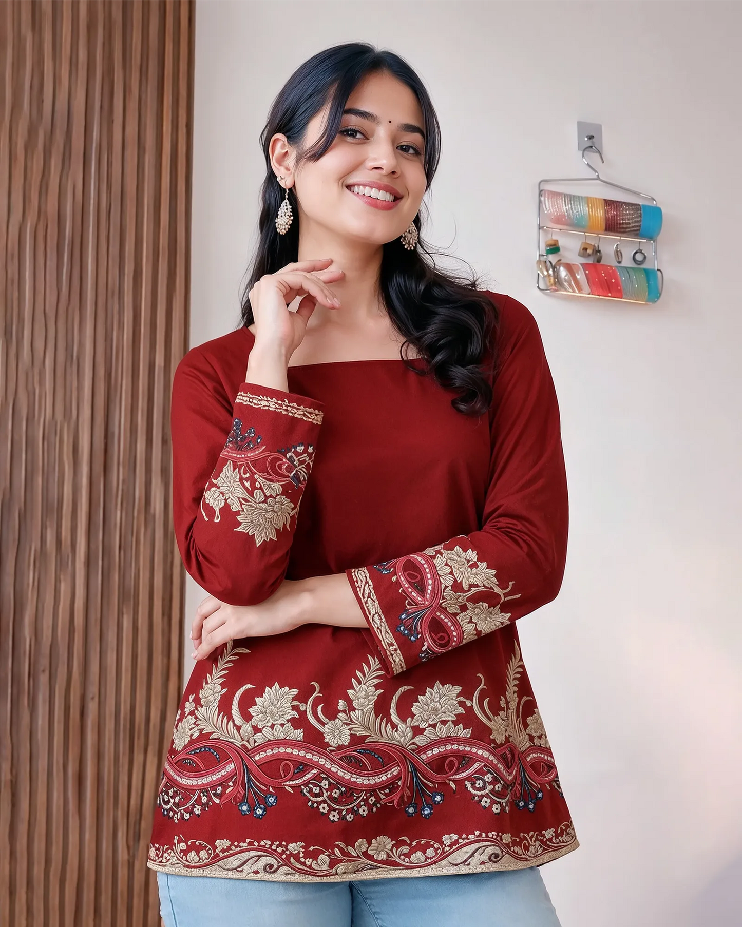 Women’s Maroon Ethnic Kurti
