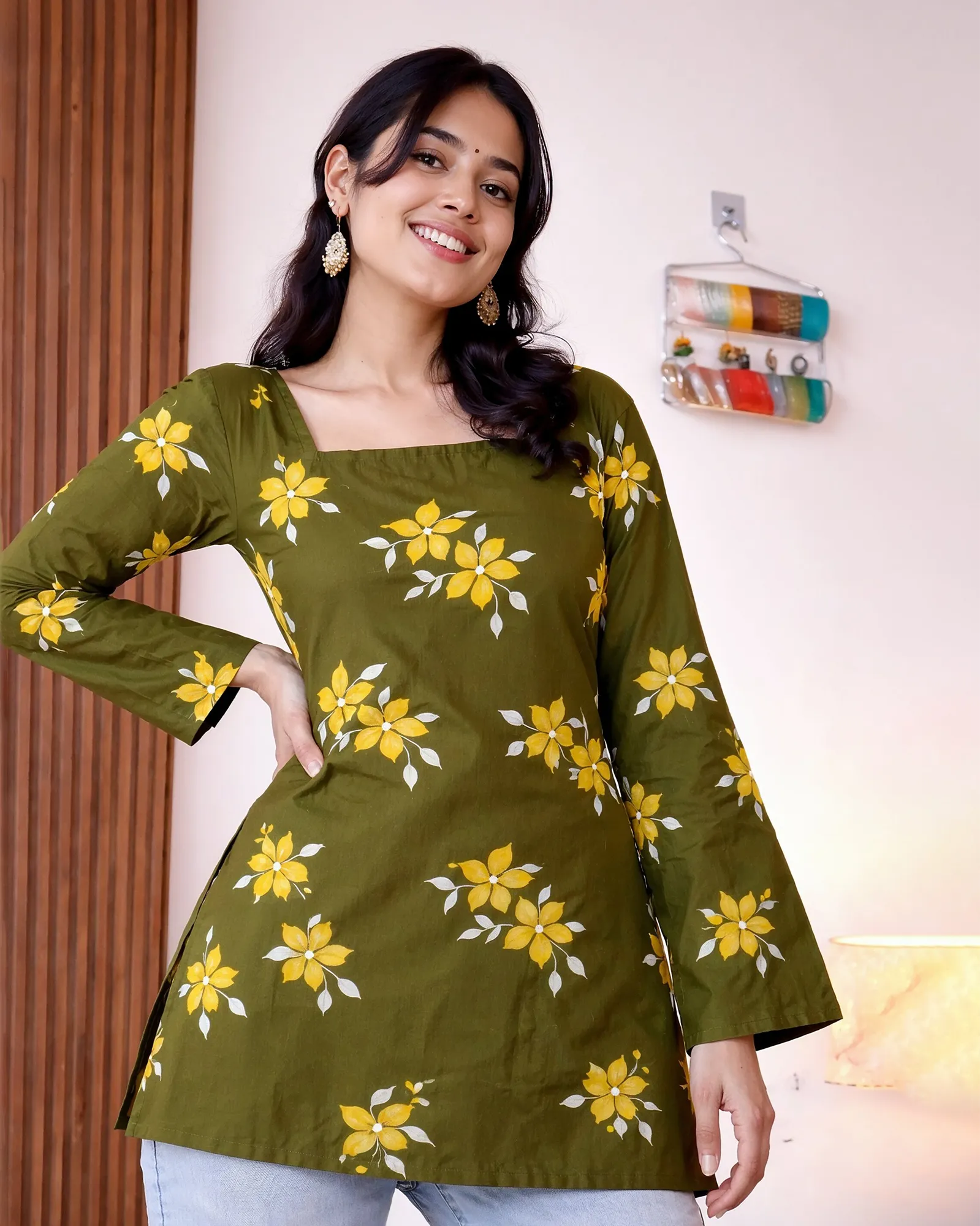 Elegant Green Stylish Back Dori kurti