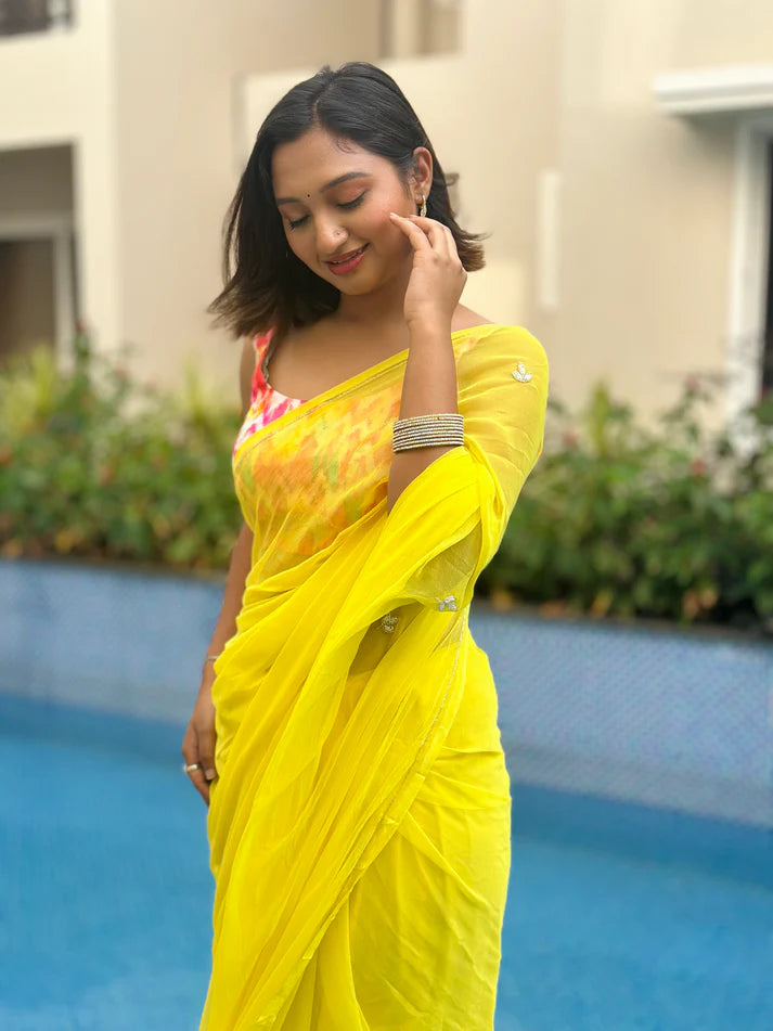Bright Aura Yellow Saree