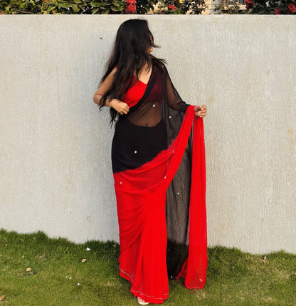 Bold Noir Red Saree