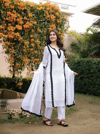Ivory Classic Embellished Kurti Set