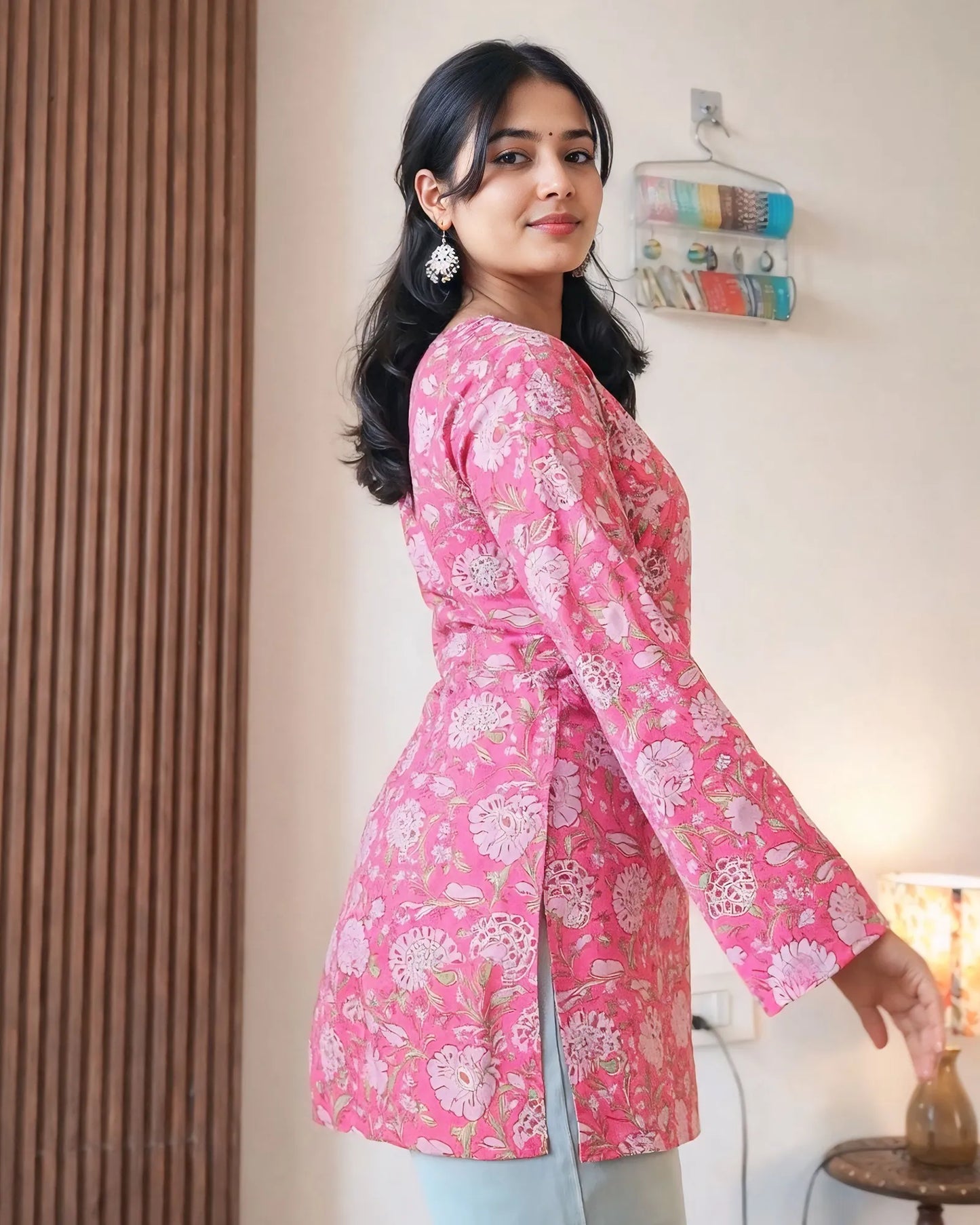 Rosé Bloom Designer Kurti Top