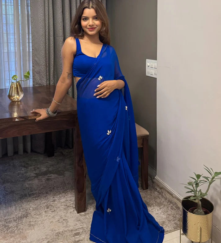 Royal Blue Luxe Drape Saree