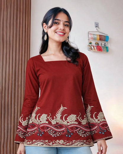 Women’s Maroon Ethnic Kurti