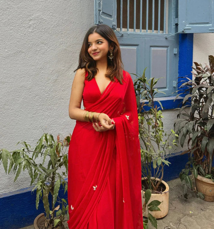 Crimson Glow Partywear Saree