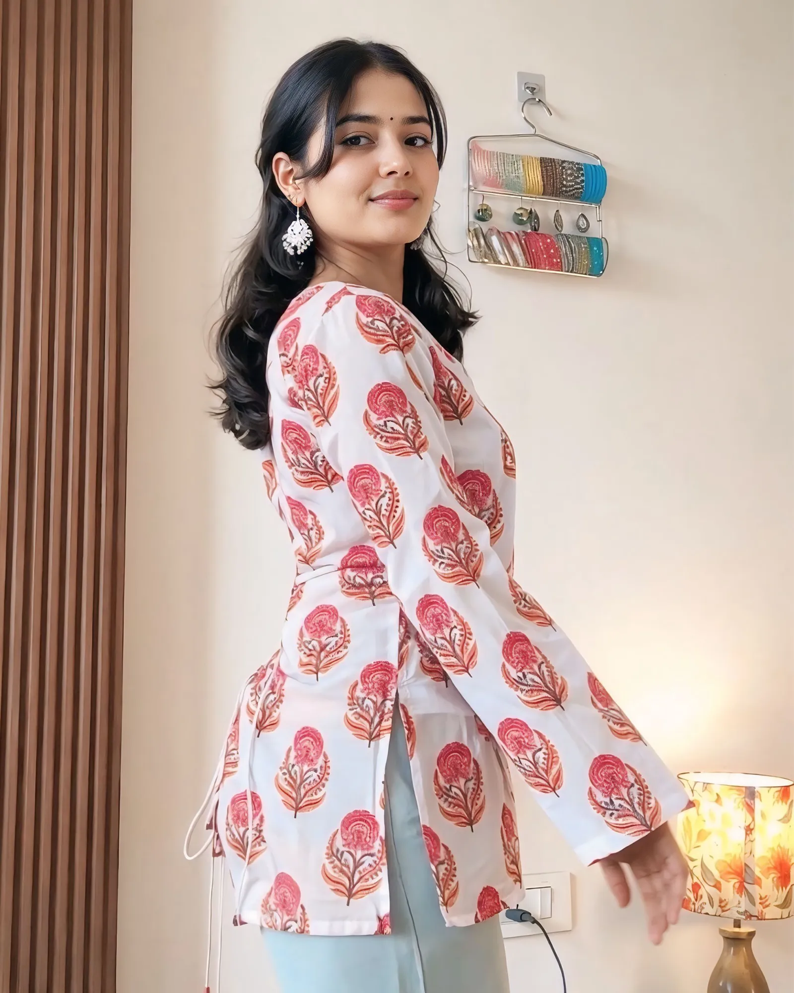 Rose Ivory Bloom Designer Kurti Top