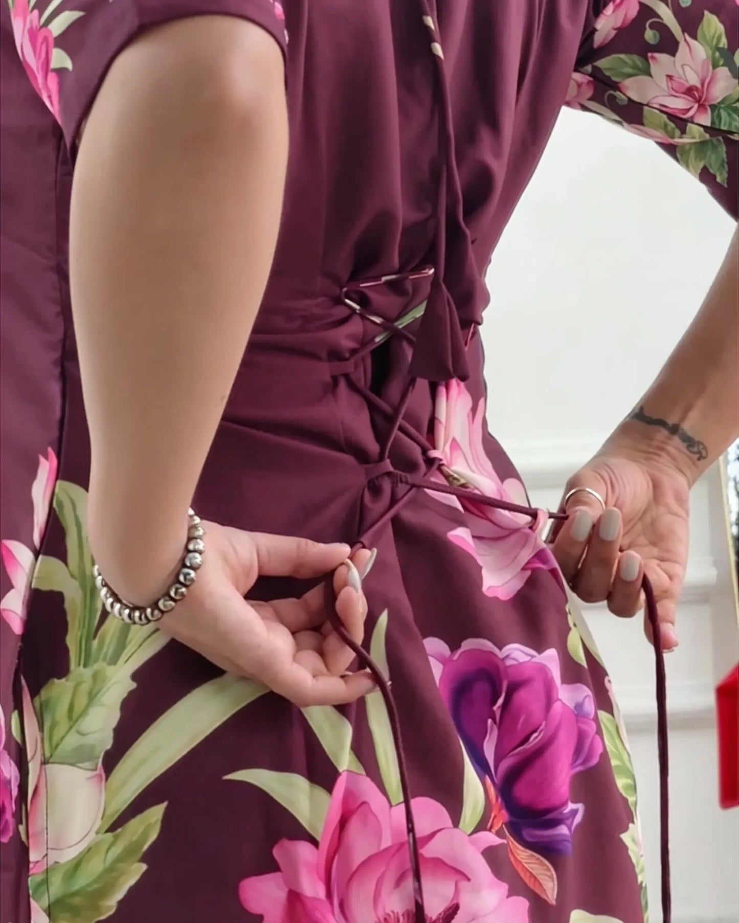 Deep Wine Floral Chic Kurti Top