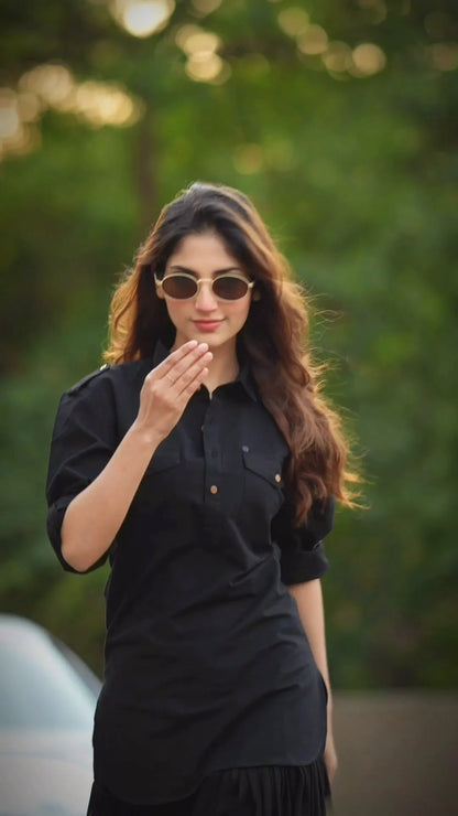 Black Aura Kurti with Patiala Set