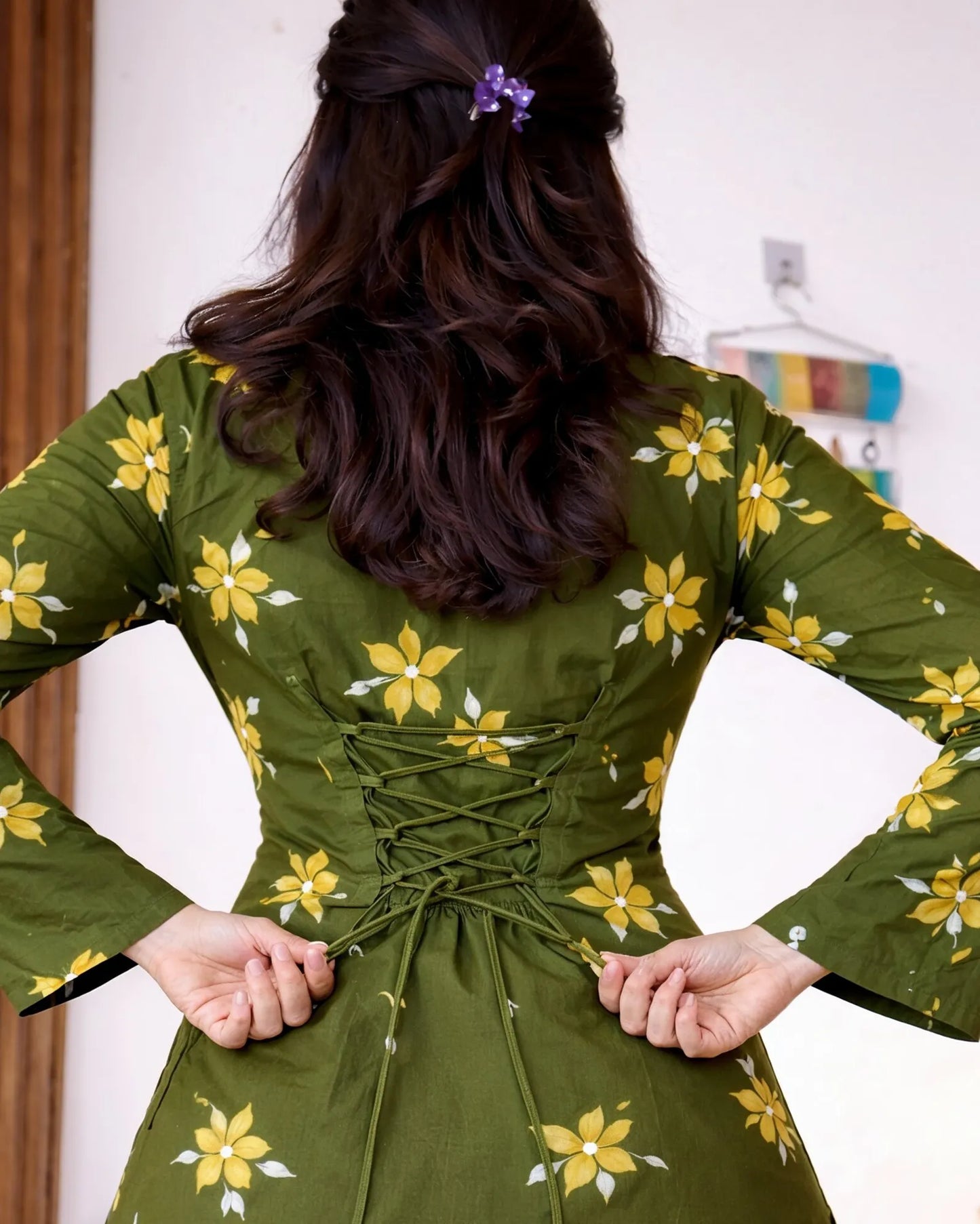 Elegant Green Stylish Back Dori kurti