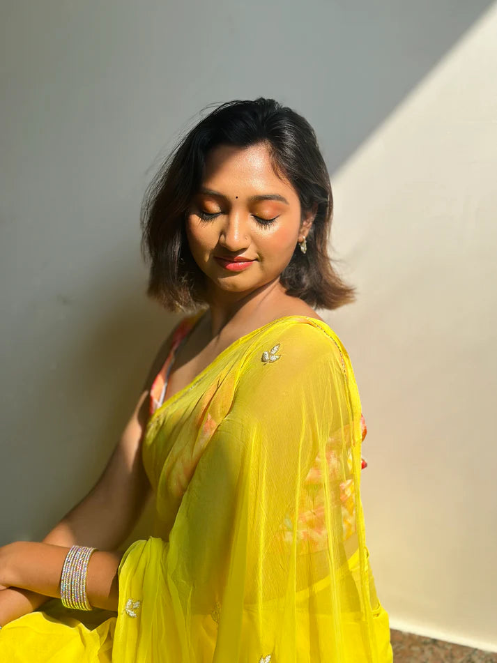 Bright Aura Yellow Saree