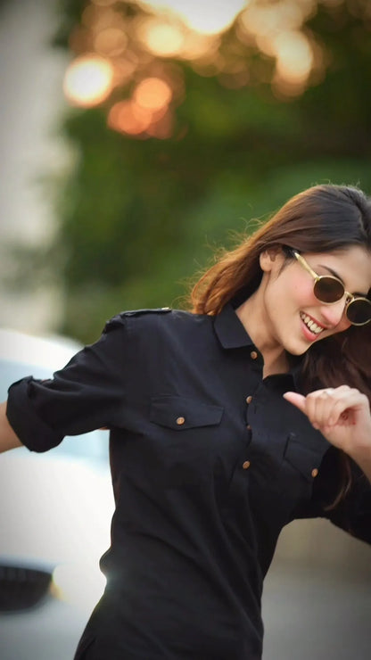 Black Aura Kurti with Patiala Set