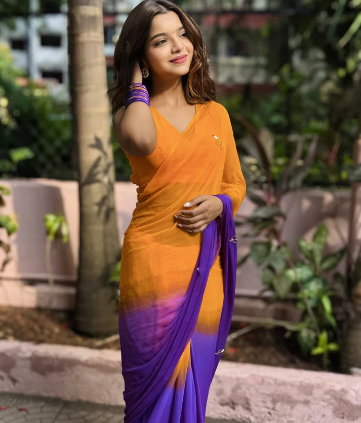 Sunset Purple Elegance Saree